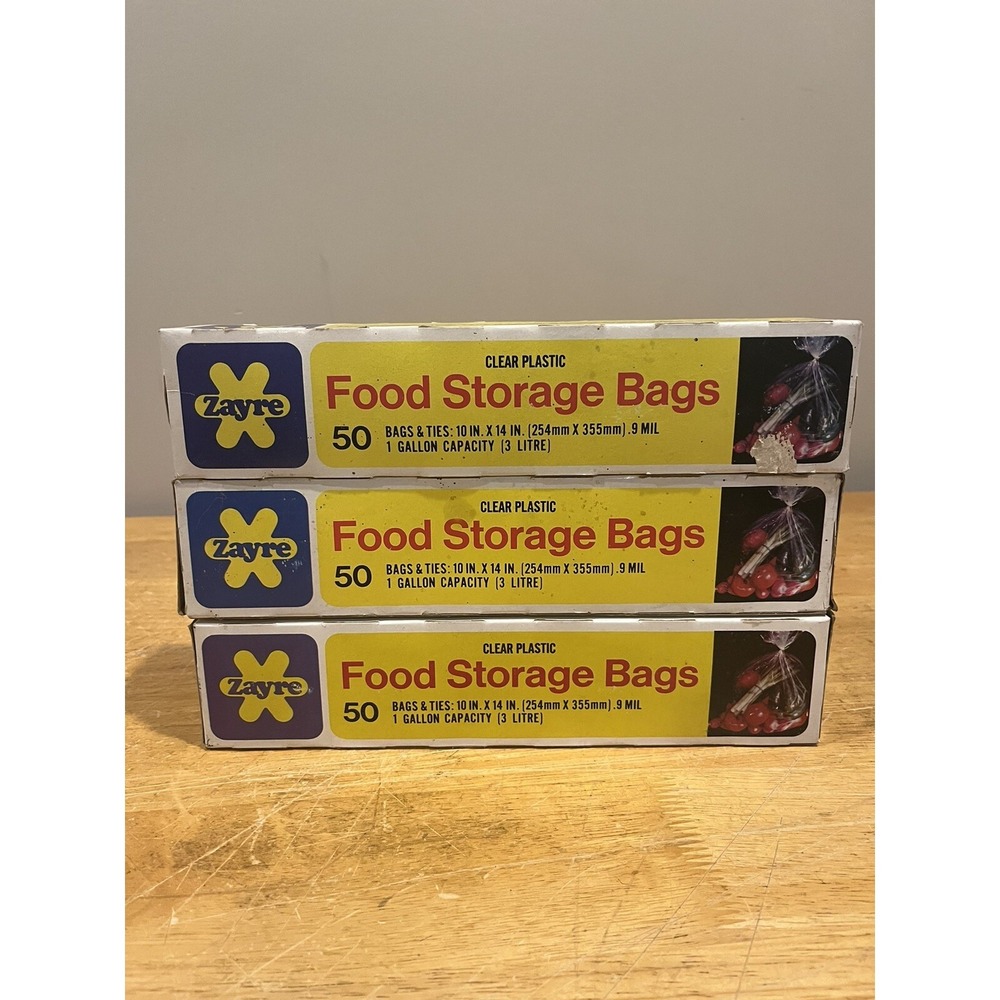VTG Zayre‎ Discount Storage Bags Food Gallon Size 3 Unopened Boxes Price Tag